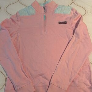 Women’s S Vineyard Vines pink shep shirt pullover 1/4 zip